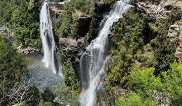 Beautiful waterfall with a rainbow.