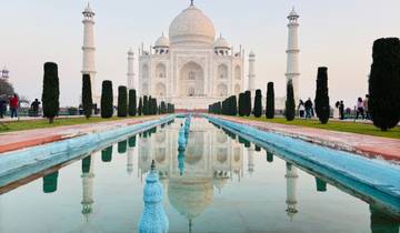 The Taj Mahal with reflection in the front pool.