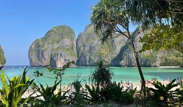 Scenic beach with turquoise water and cliffs