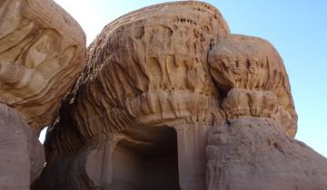 Close-up of rock formations with unique eroded patterns.