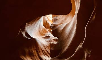 Inside the textured rock formations of Antelope Canyon.