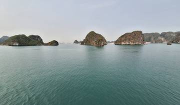 Halong Bay with limestone islands.