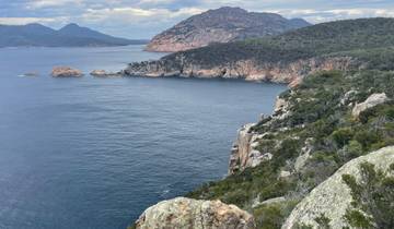 Sweeping coastal view with cliffs and ocean.
