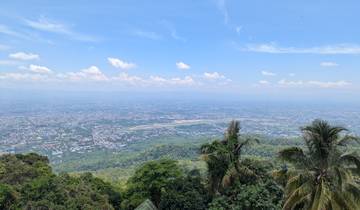 Scenic view of a city and landscape from an elevated perspective.