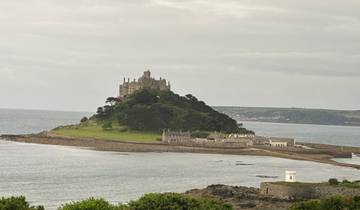 A historic island with buildings surrounded by water.