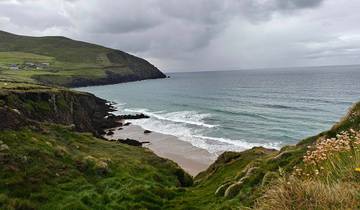 Coastal landscape with cliffs and the ocean.