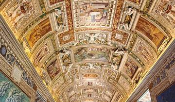 Ornate ceiling with visitors looking.