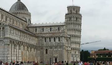 Leaning Tower of Pisa with adjacent cathedral.