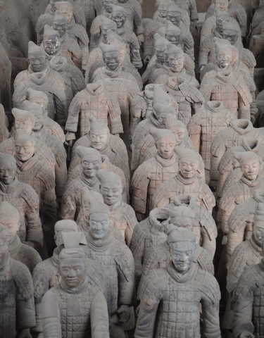Terracotta warriors in close-up view