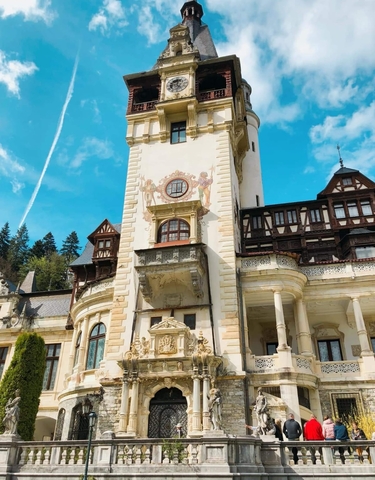 A striking view of a historic castle with intricate details.