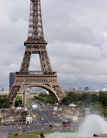 Iconic view of the Eiffel Tower in Paris.