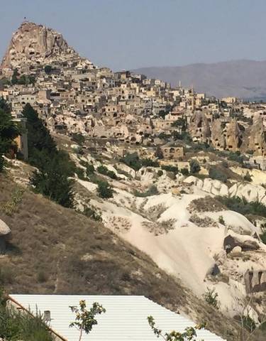 Rocky landscape with historical town view