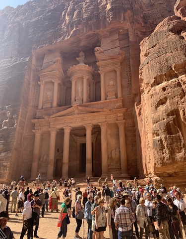 Famous archaeological site of Petra with rock-carved architecture.