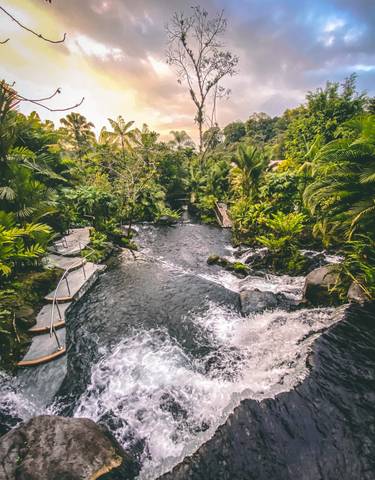 Scenic view of a river surrounded by lush greenery.