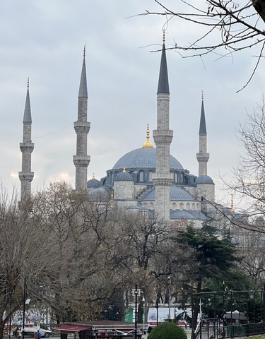 Beautiful view of the Blue Mosque with its minarets.