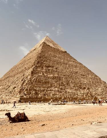 Close-up view of a pyramid at Giza