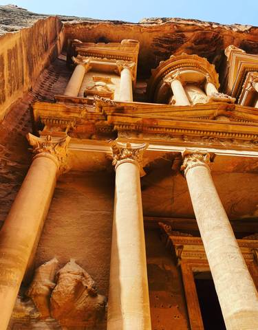 Close-up of ancient columns and architecture.