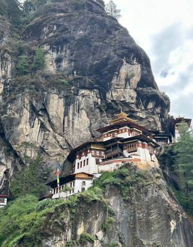 Tiger's Nest Monastery built on a cliffside.