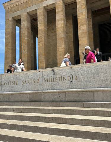 Monumental stairs with people in Ankara, Turkey.