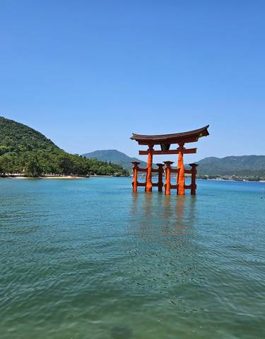 Famous torii gate leading into the sea.