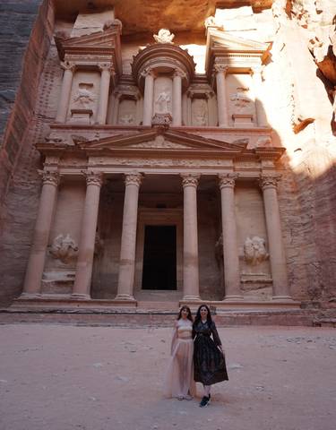 Famous rock-cut architecture facade, possibly Petra.