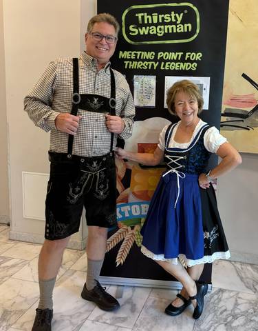 Couple in traditional Bavarian attire.