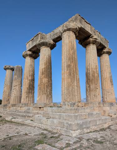 Close-up of ancient Doric columns.