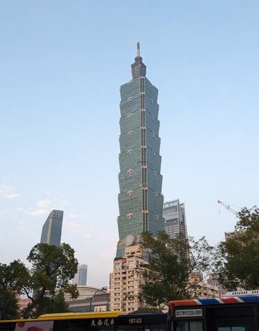 Taipei 101 building on a clear day.