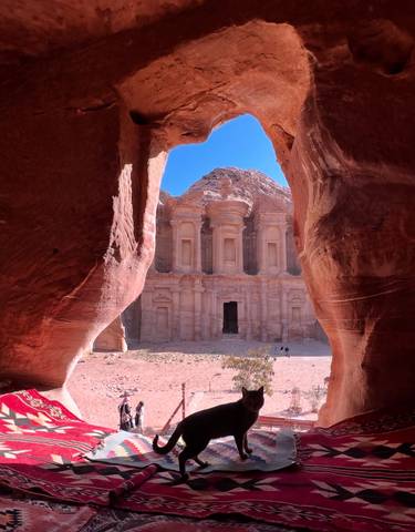Rock-cut temple facade at Petra.