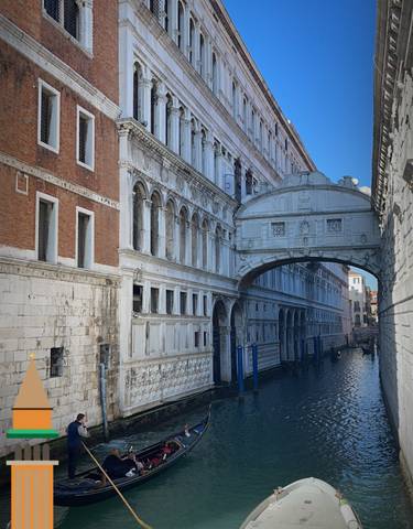 Bridge of Sighs over a canal in Venice, Italy.