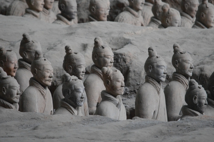 Close-up of Terracotta Warriors in Xi'an.