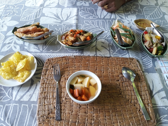       A variety of traditional dishes on a table.
  