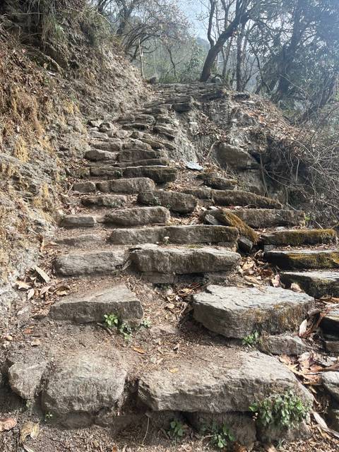 Stony path through a mountainous area.