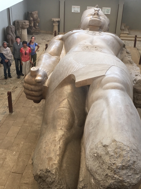 Close-up of a large stone statue's detail.
