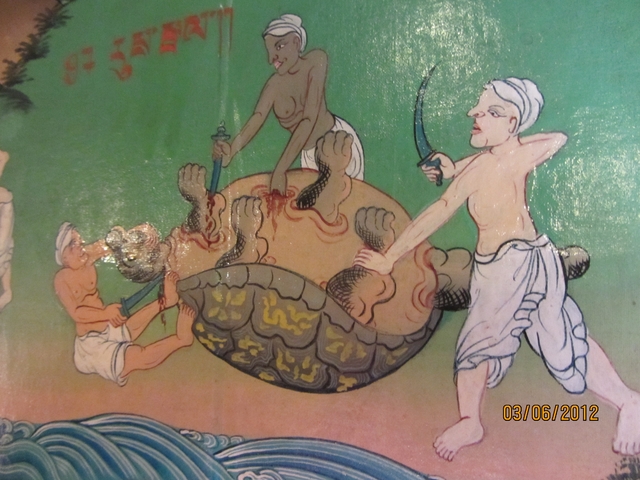       Artistic mural depicting mythological scene.
  
