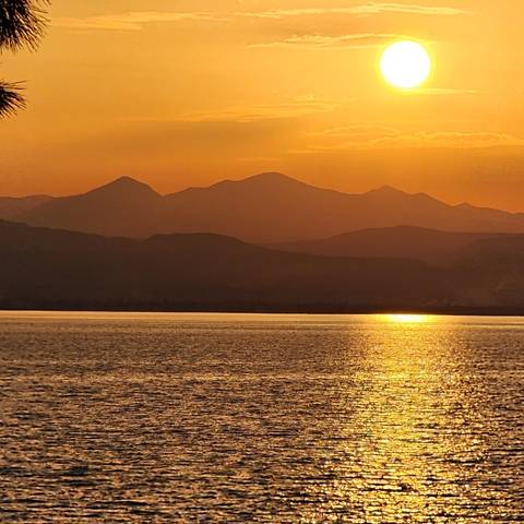       A serene sunset over the sea.
  