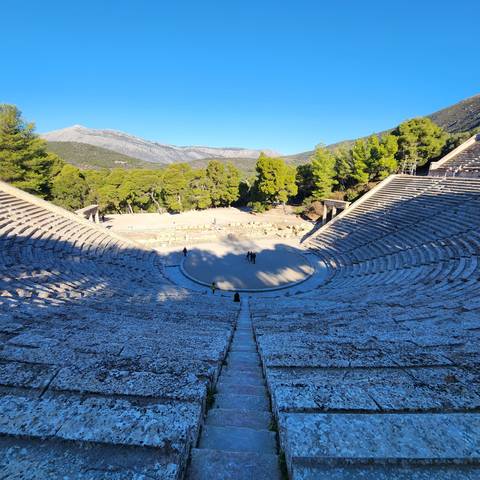      Ancient amphitheater from above.
  