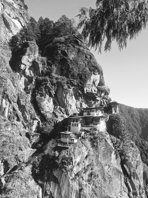 Monastery built into the side of a cliff.