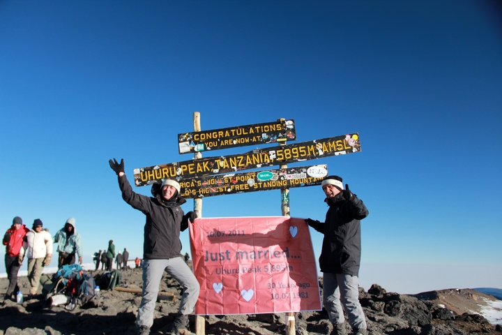       Celebratory photo at Uhuru Peak
  