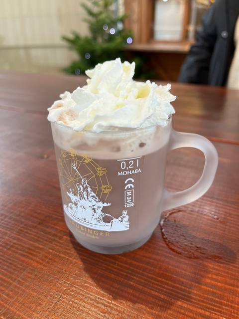 Close-up of a hot beverage with whipped cream
