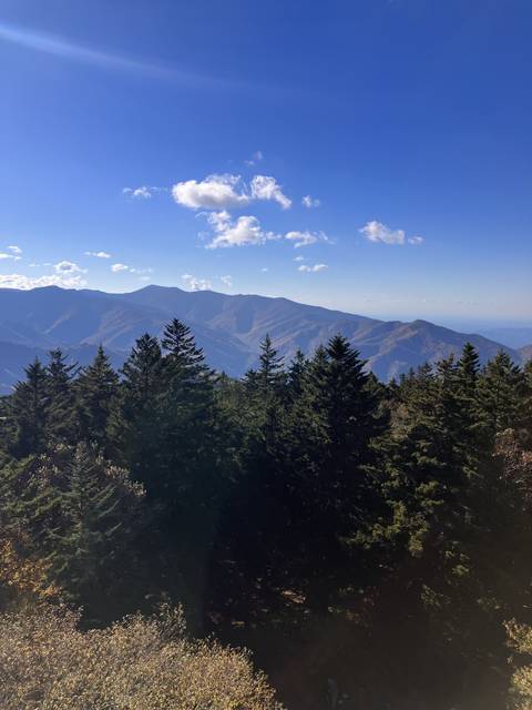 Upside-down mountain landscape on a clear day.