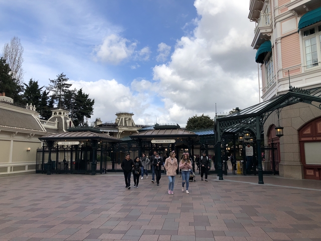       Entrance of a theme park or entertainment complex.
  
