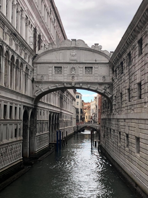 Historic bridge over a canal in a city