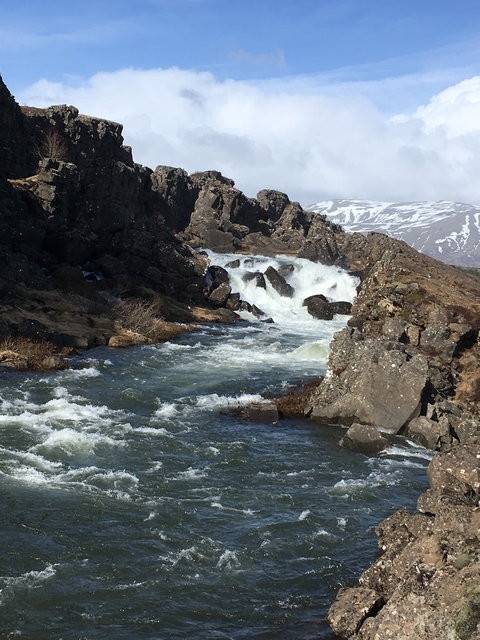       Rushing water through rocky landscape.
  
