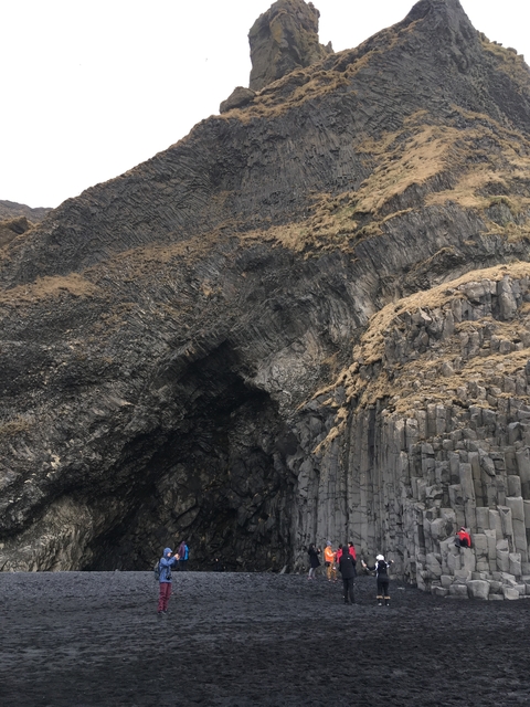       Basalt column formations at a cliffside.
  