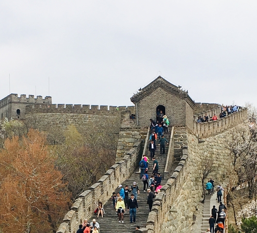 People walking on the Great Wall of China.