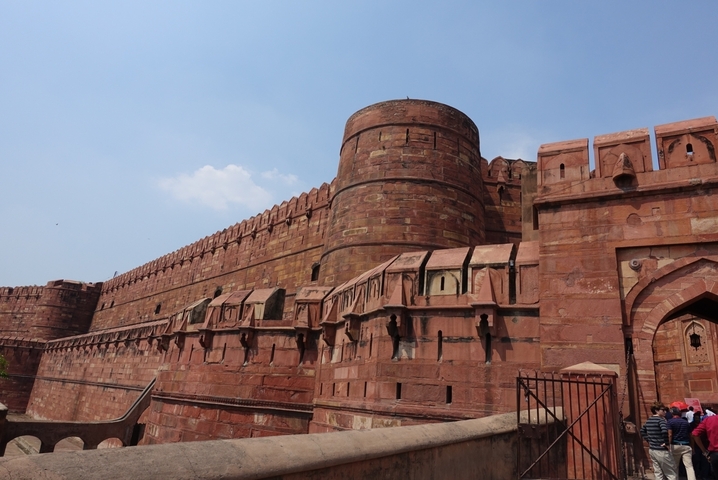 Exterior view of Agra Fort in India.