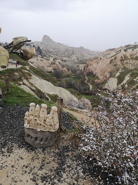       Panoramic view of a scenic landscape in Cappadocia with unique rock formations.
  