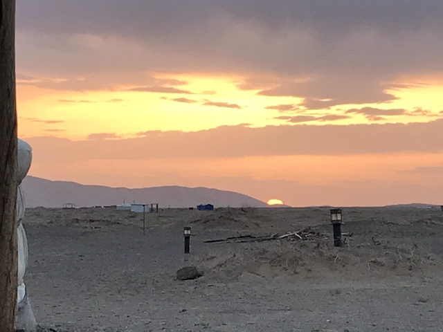 Sunset over a desert landscape