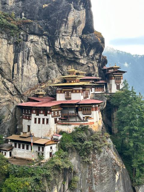       Bhutanese monastery built on a cliffside
  
